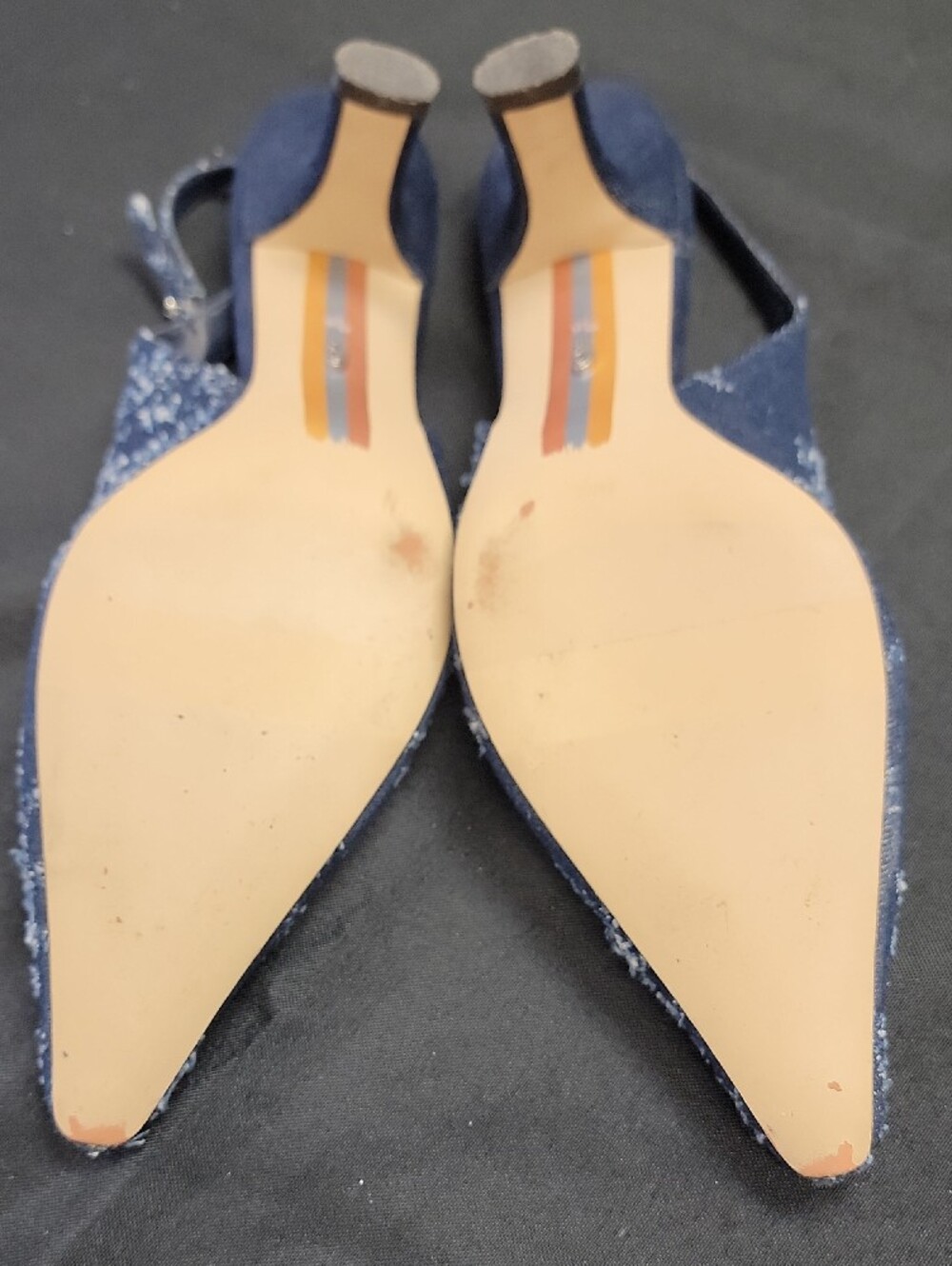 Sam Edelman Navy Beaded Pointed Slingback Flats - Picture 4 of 5